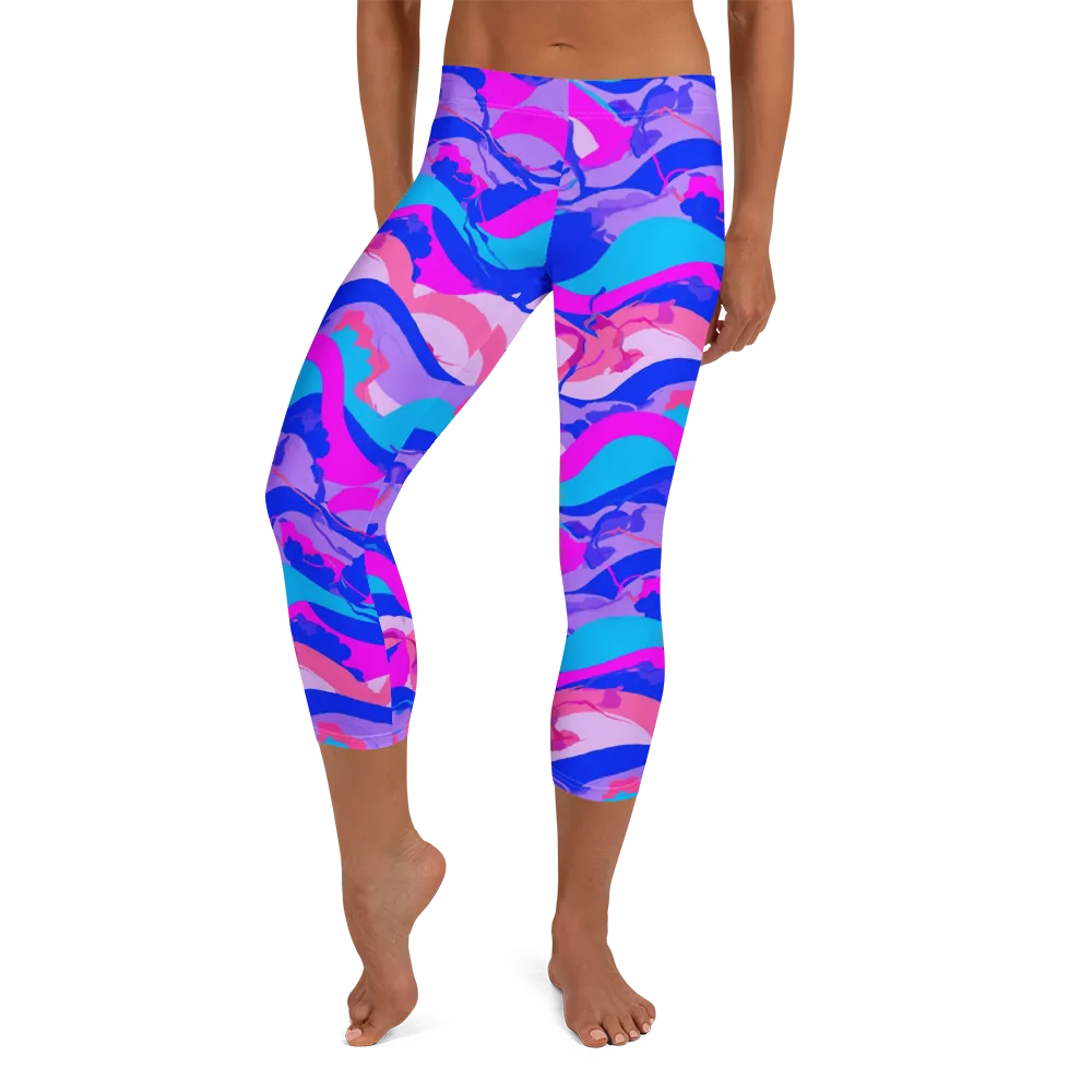 Electric Undertow on Capri Leggings — Front