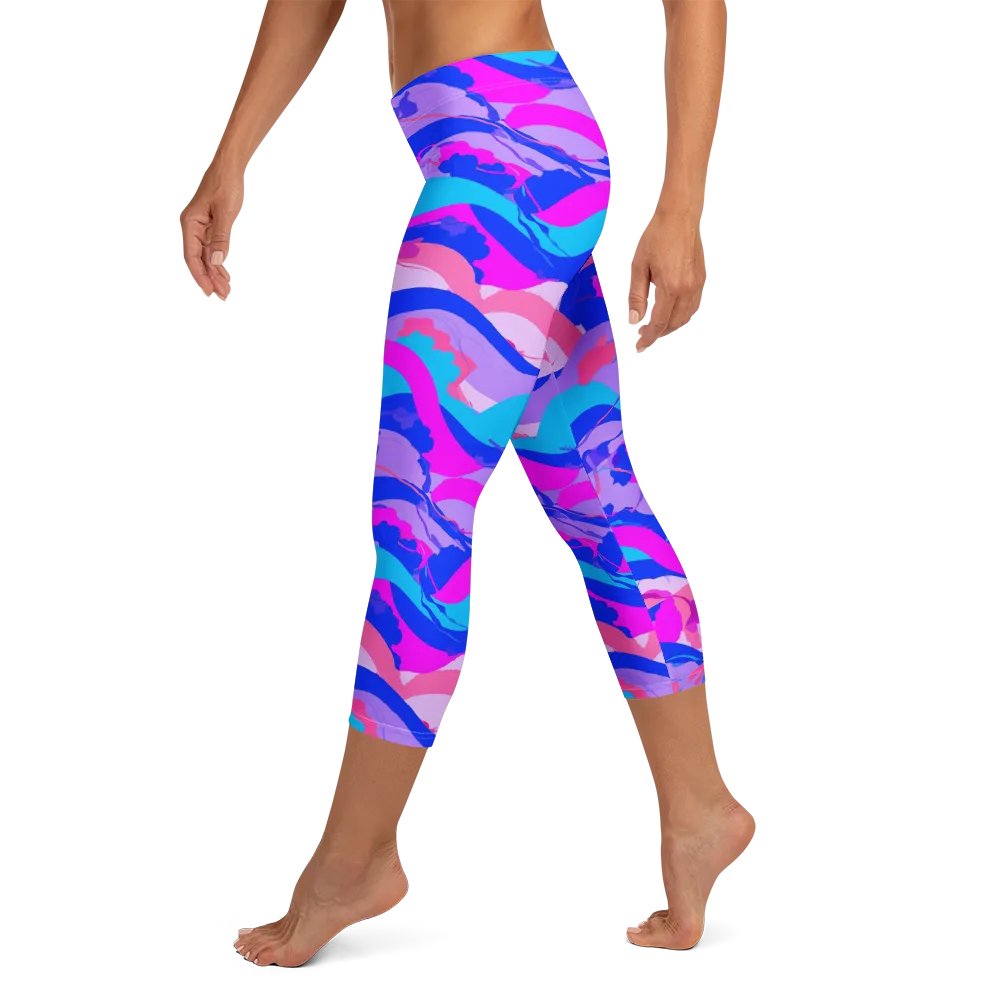 Electric Undertow on Capri Leggings — Left