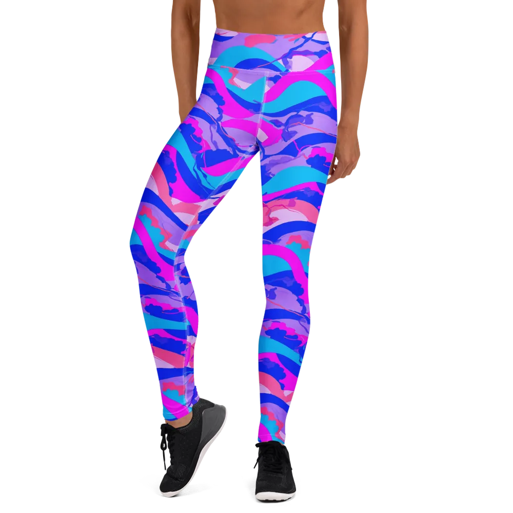 Electric Undertow on Yoga Leggings — Front