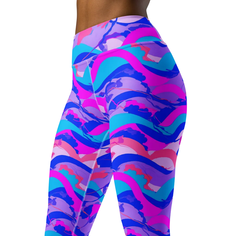 Electric Undertow on Yoga Leggings — Left Front