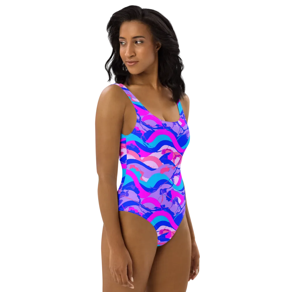 Electric Undertow on One-Piece Swimsuit — Right