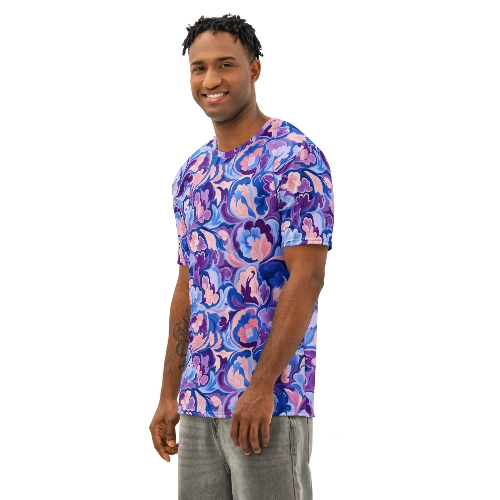 Violet Rococo on Men's Cotton Crew Neck T-Shirt — Left Front