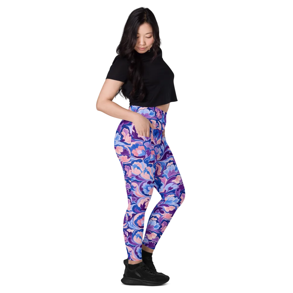 Violet Rococo on Leggings with Pockets — Right