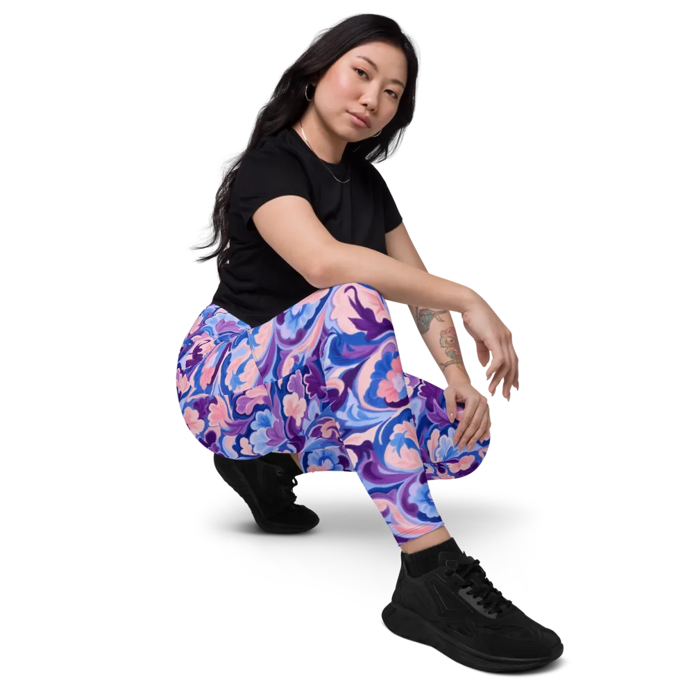 Violet Rococo on Leggings with Pockets — Right Front