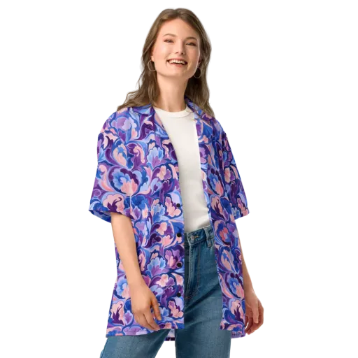 Violet Rococo on a Button Shirt