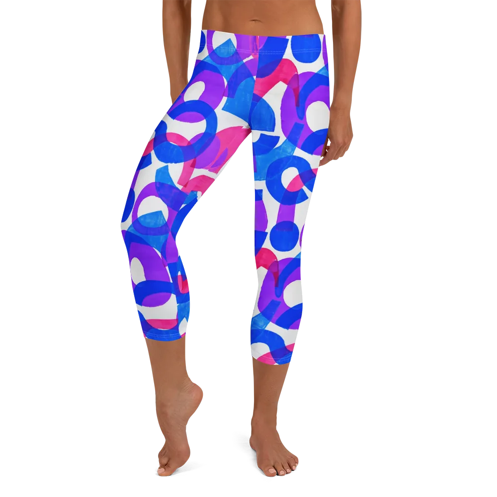 Electric Gouache on Capri Leggings — Front