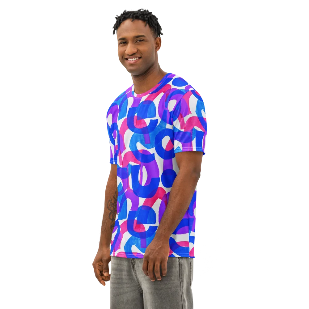 Electric Gouache on Men's Cotton Crew Neck T-Shirt — Left Front