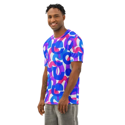 Electric Gouache on a Men's Cotton Crew Neck T-Shirt