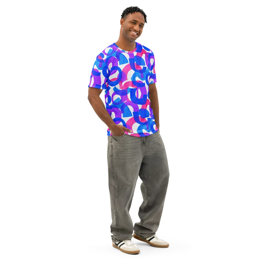 Electric Gouache on Men's Cotton Crew Neck T-Shirt — Right Front