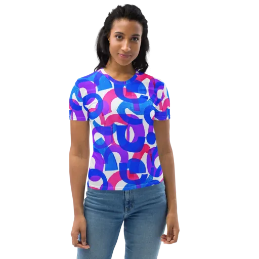 Electric Gouache on a Women's Crew Neck T-Shirt