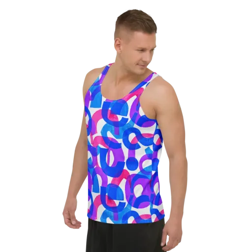 Electric Gouache on a Men's Tank Top