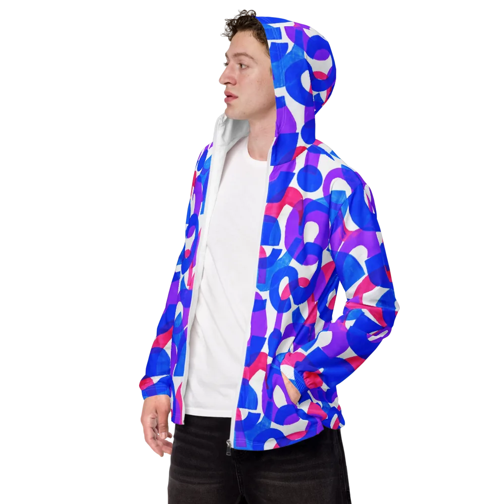 Electric Gouache on Men's Windbreaker — Left Front