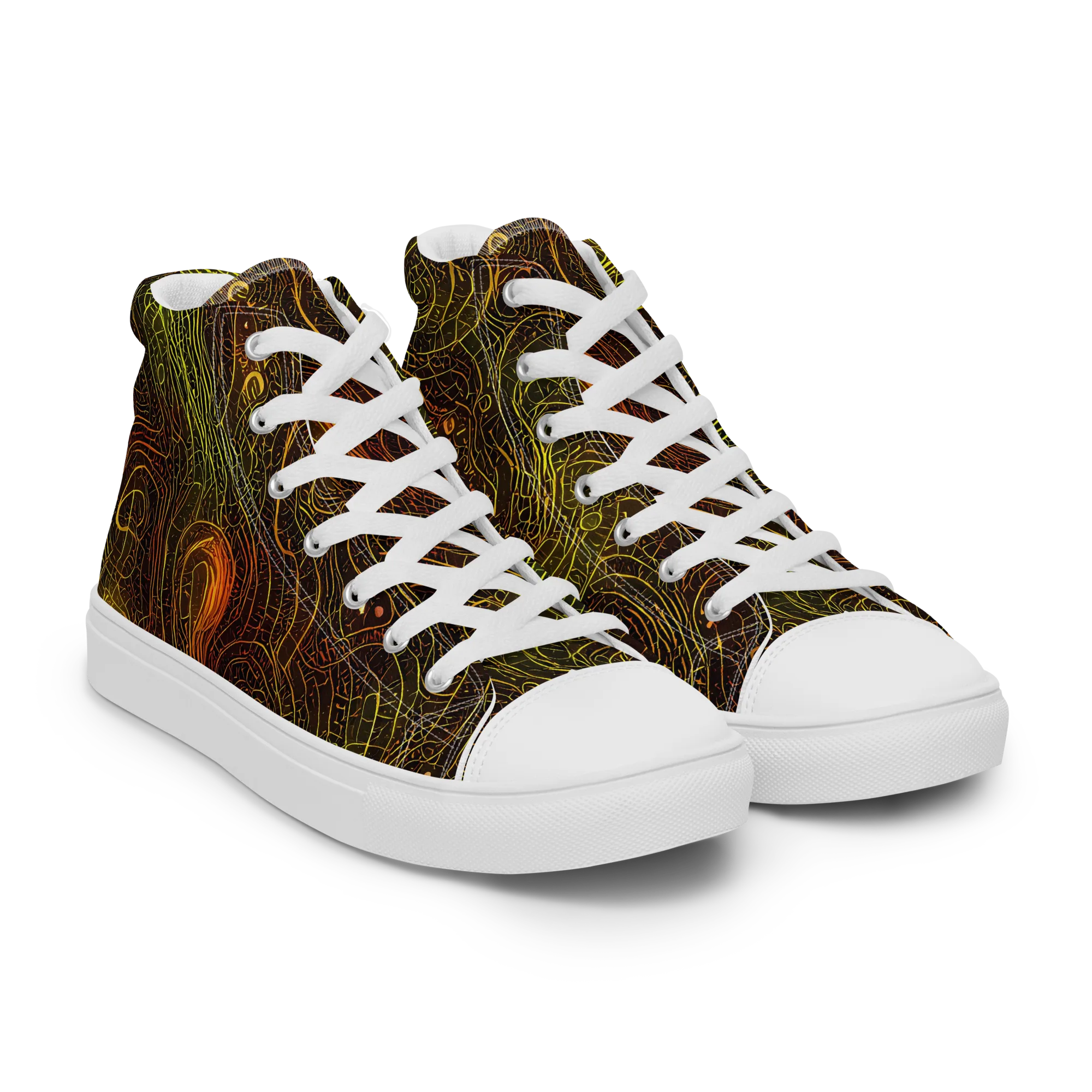 Luminous Terrain on Men's High Top Canvas Shoes — Right Front
