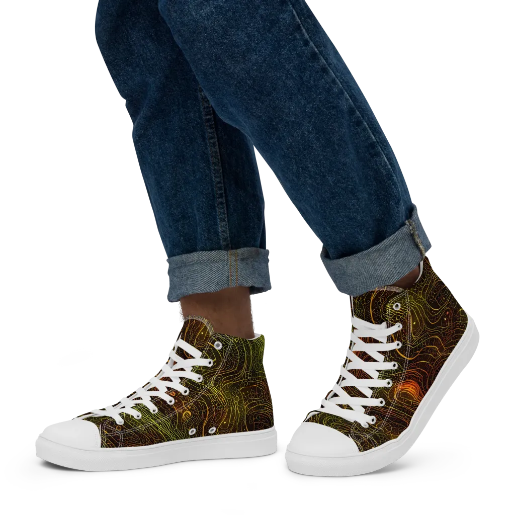 Luminous Terrain on Men's High Top Canvas Shoes — Left