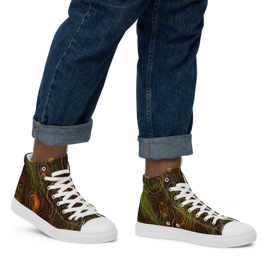 Luminous Terrain on Men's High Top Canvas Shoes — Right