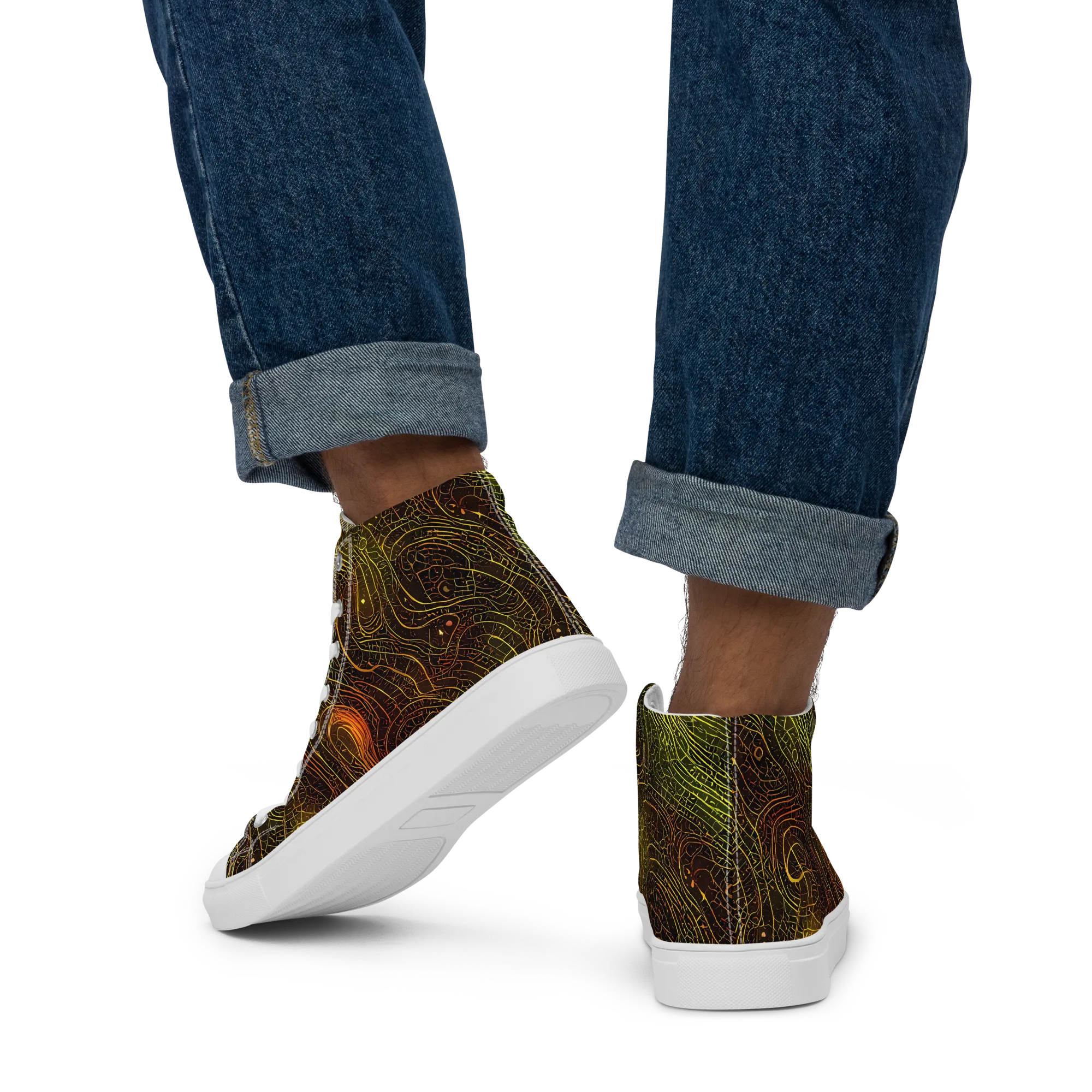 Luminous Terrain on Men's High Top Canvas Shoes — Back