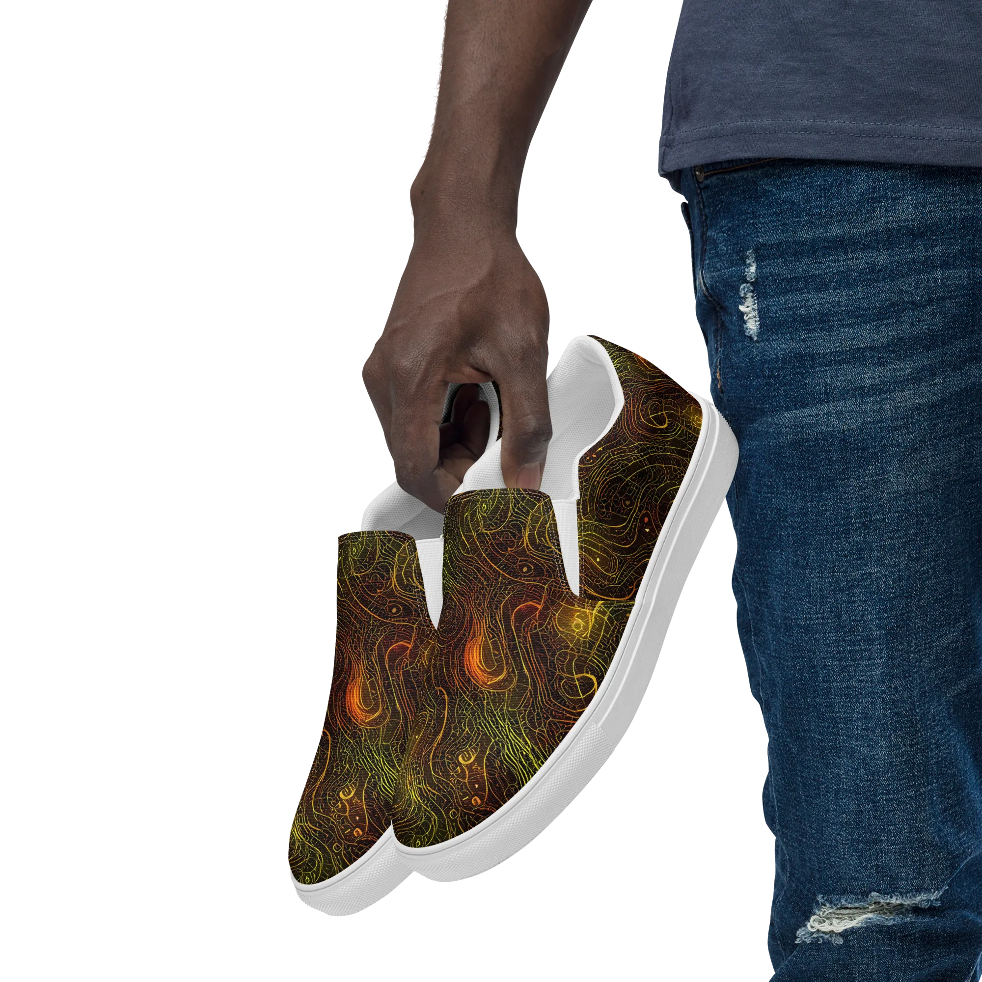 Luminous Terrain on Men's Slip-On Canvas Shoes — Left Front