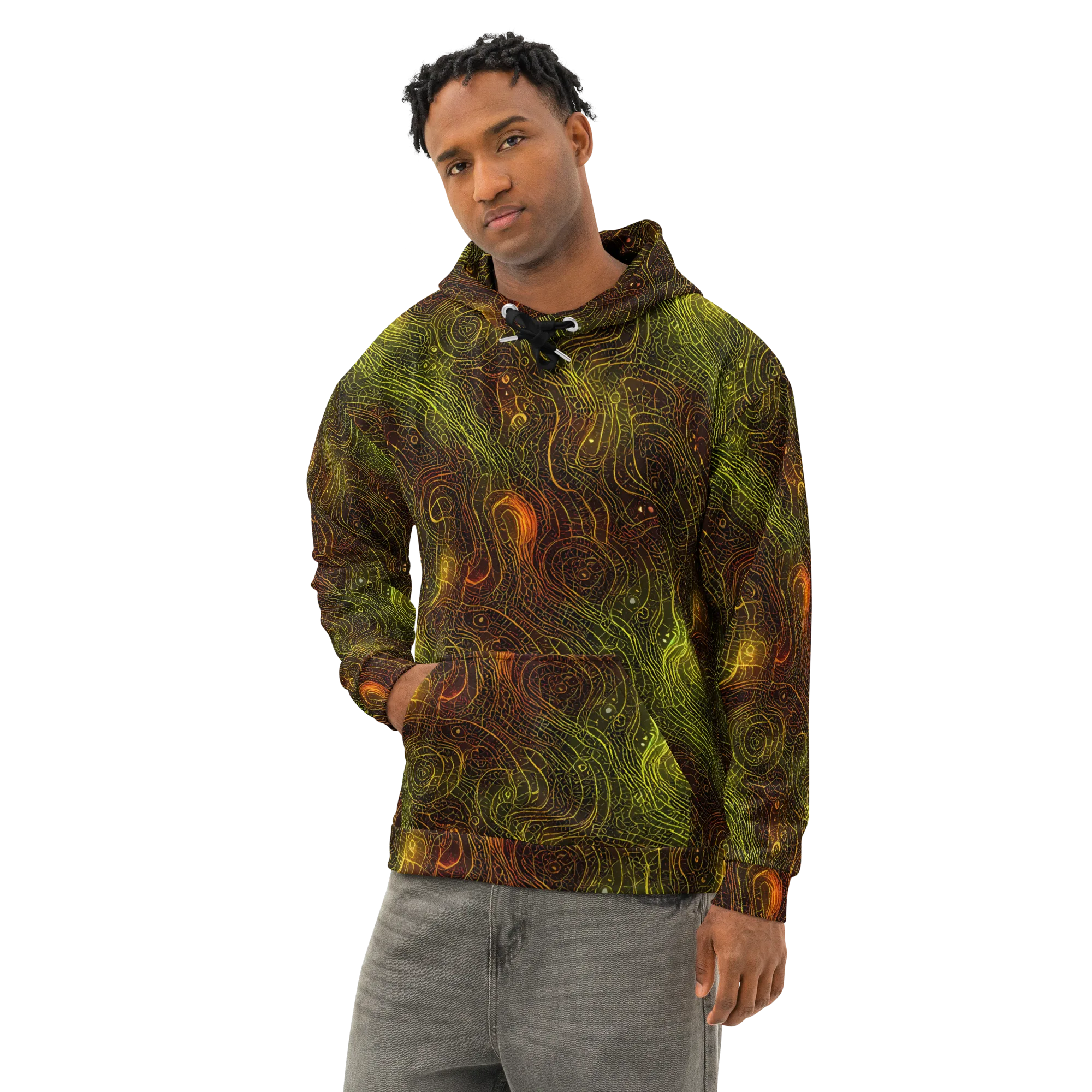 Luminous Terrain on Cotton Hoodie — Left Front