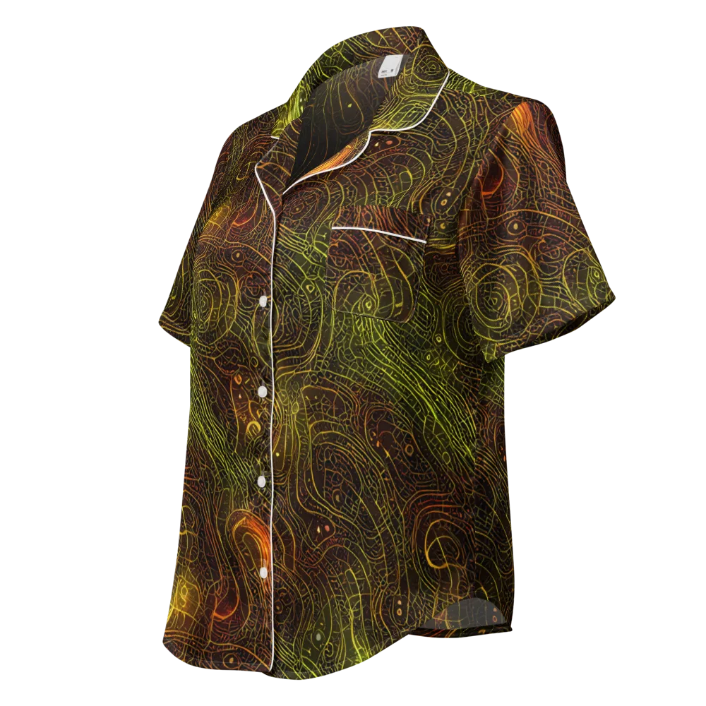 Luminous Terrain on Women's Short Sleeve Pajama Top — Left Front