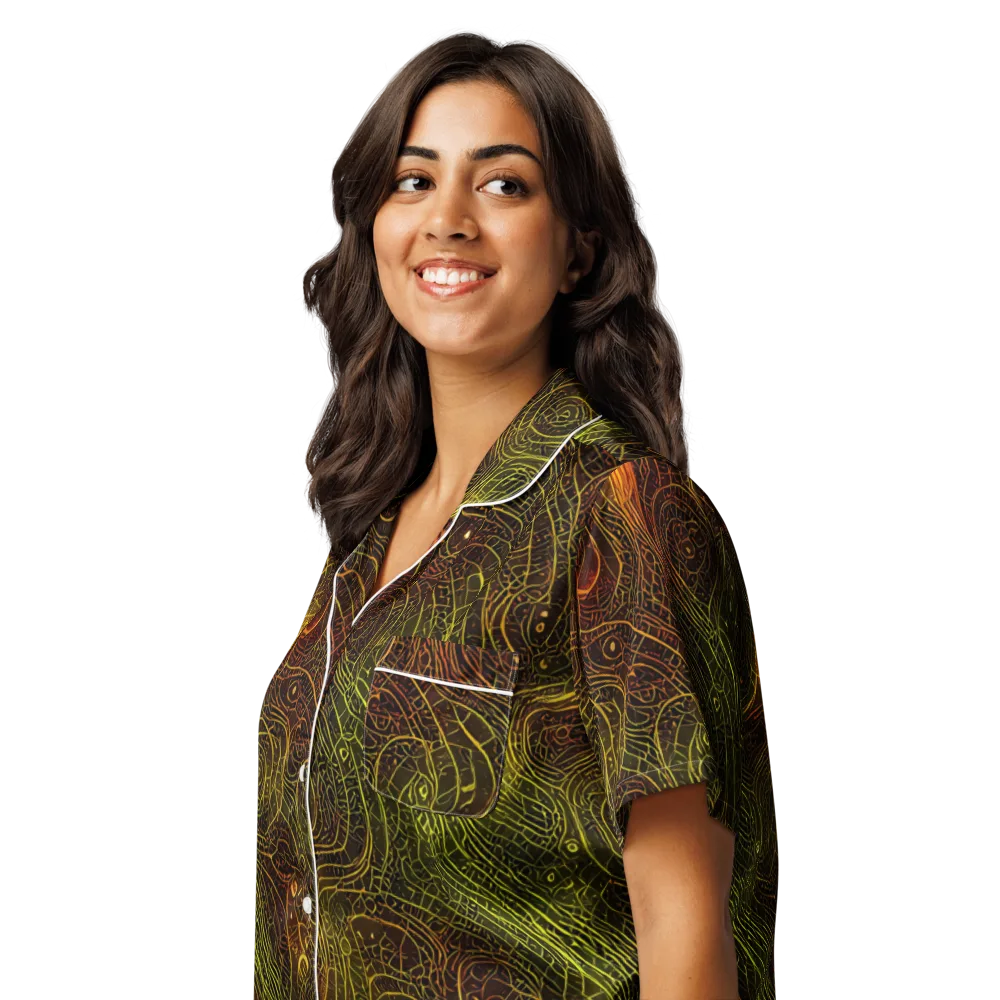 Luminous Terrain on Women's Short Sleeve Pajama Top — Left Front
