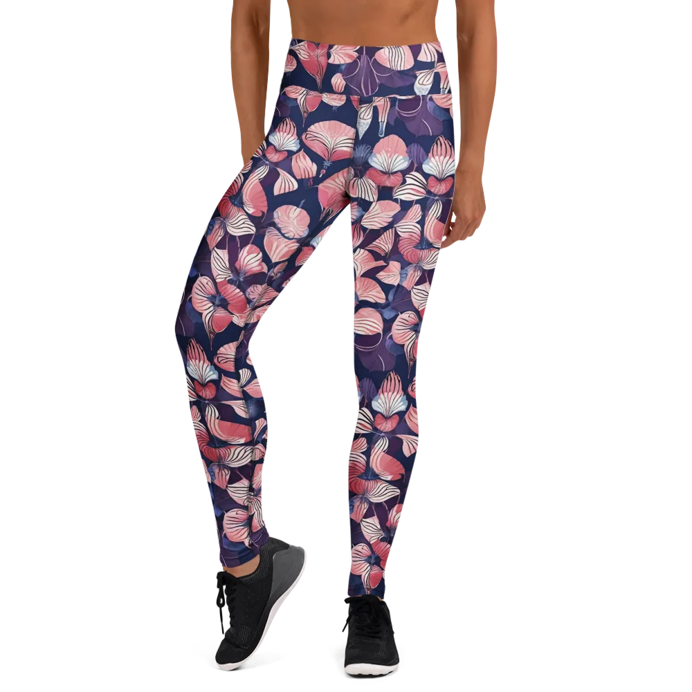 Petal After Dark on Yoga Leggings — Front