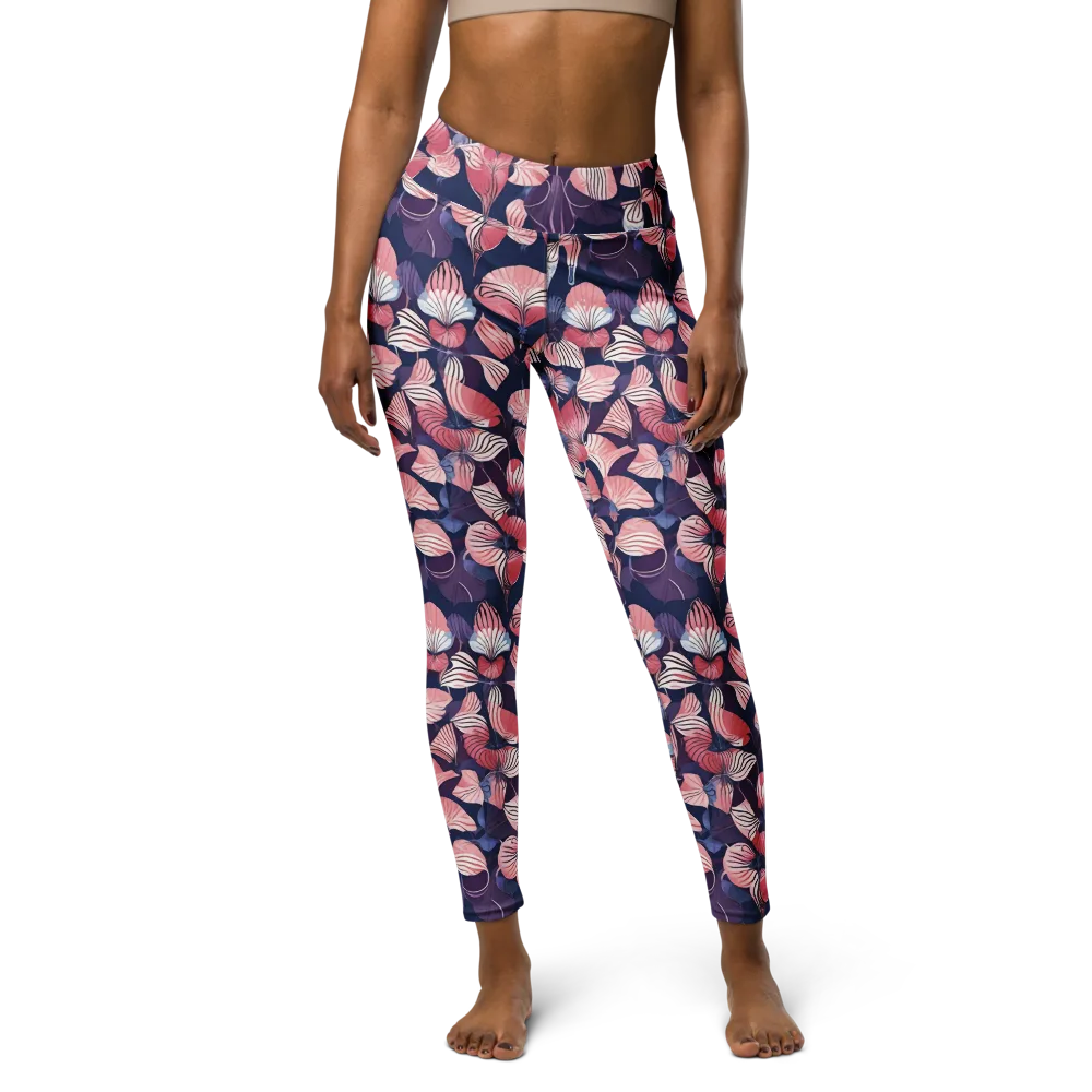 Petal After Dark on Yoga Leggings — Front