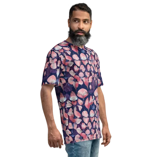 Petal After Dark on a Men's Crew Neck T-Shirt