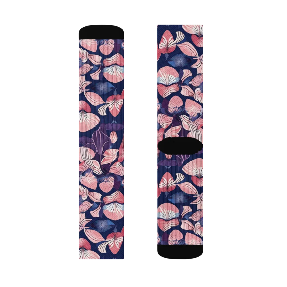 Petal After Dark on Socks — Right Sock
