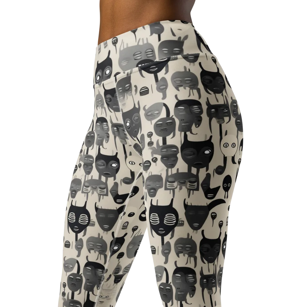 Ink Ghost Parade on Yoga Leggings — Left Front