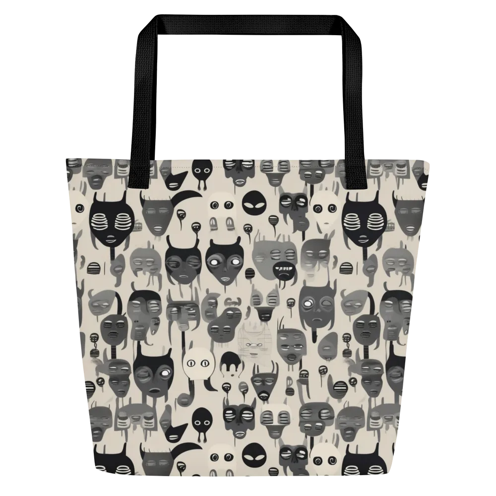 Ink Ghost Parade on Large Tote Bag W/ Pocket — Front