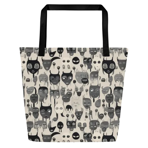Ink Ghost Parade on a Large Tote Bag W/ Pocket