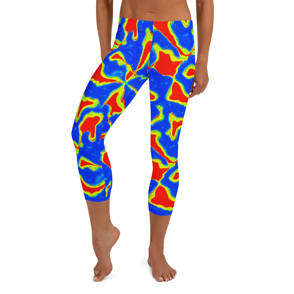 Heatwave Drift on Capri Leggings — Front