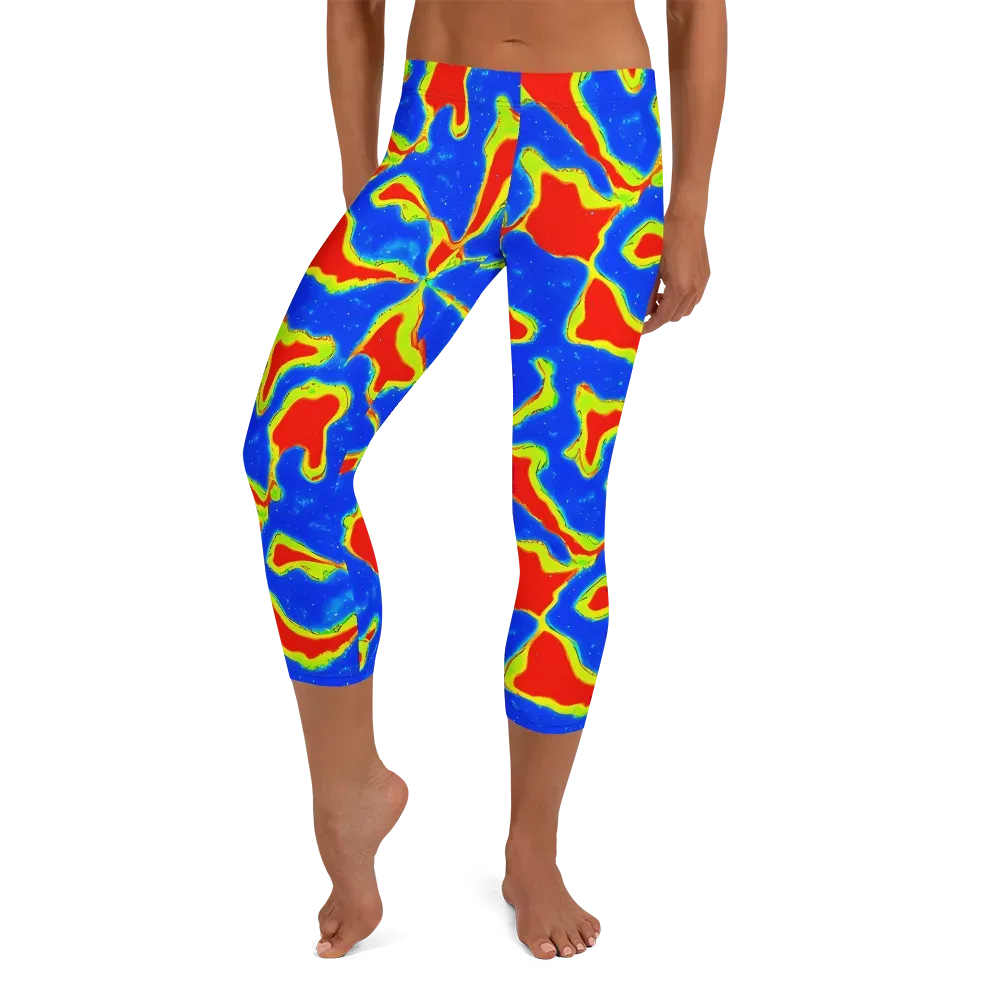 Heatwave Drift on Capri Leggings — Front