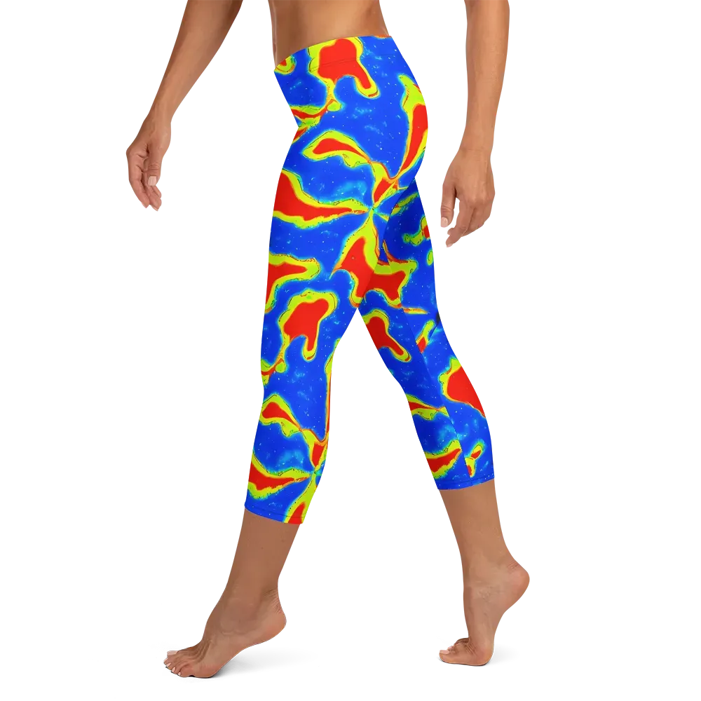 Heatwave Drift on Capri Leggings — Left