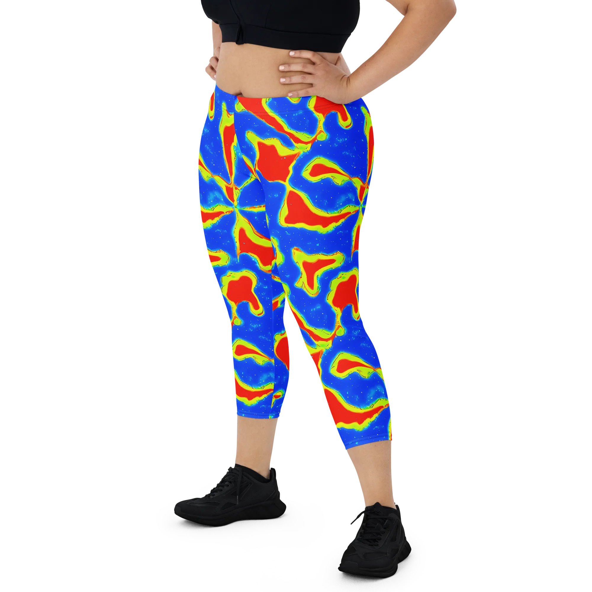 Heatwave Drift on Capri Leggings — Front