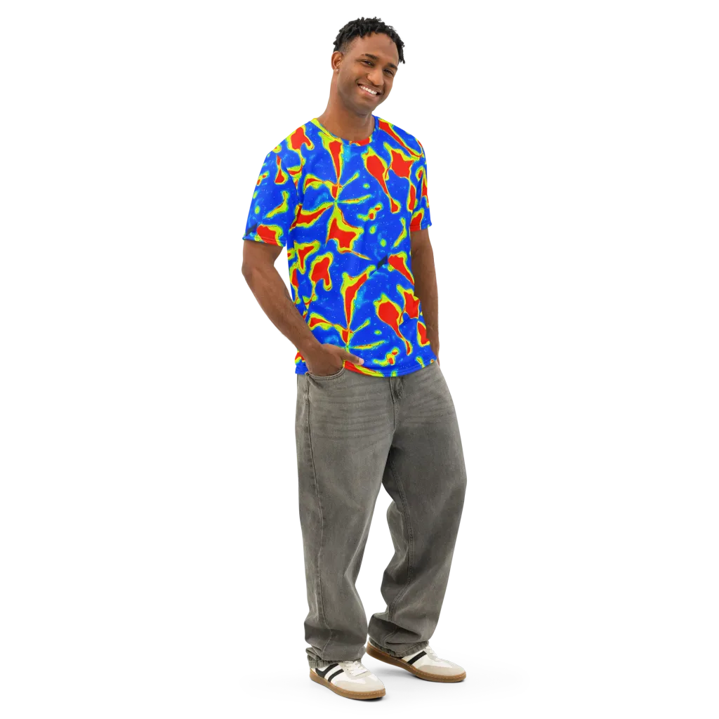 Heatwave Drift on Men's Cotton Crew Neck T-Shirt — Right Front