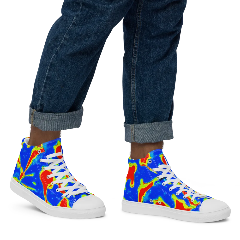 Heatwave Drift on Men's High Top Canvas Shoes — Right