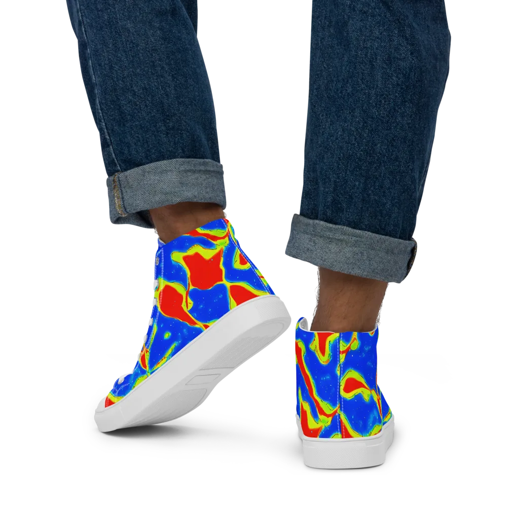 Heatwave Drift on Men's High Top Canvas Shoes — Back