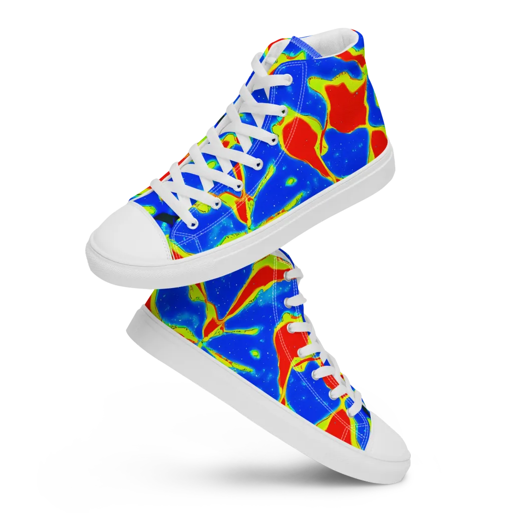 Heatwave Drift on Women's High Top Canvas Shoes — Front