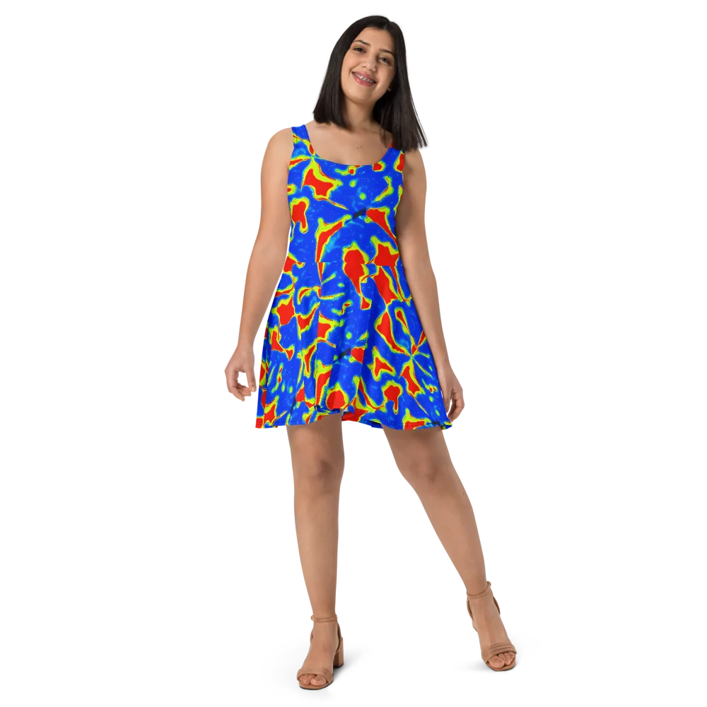 Heatwave Drift on Skater Dress — Front