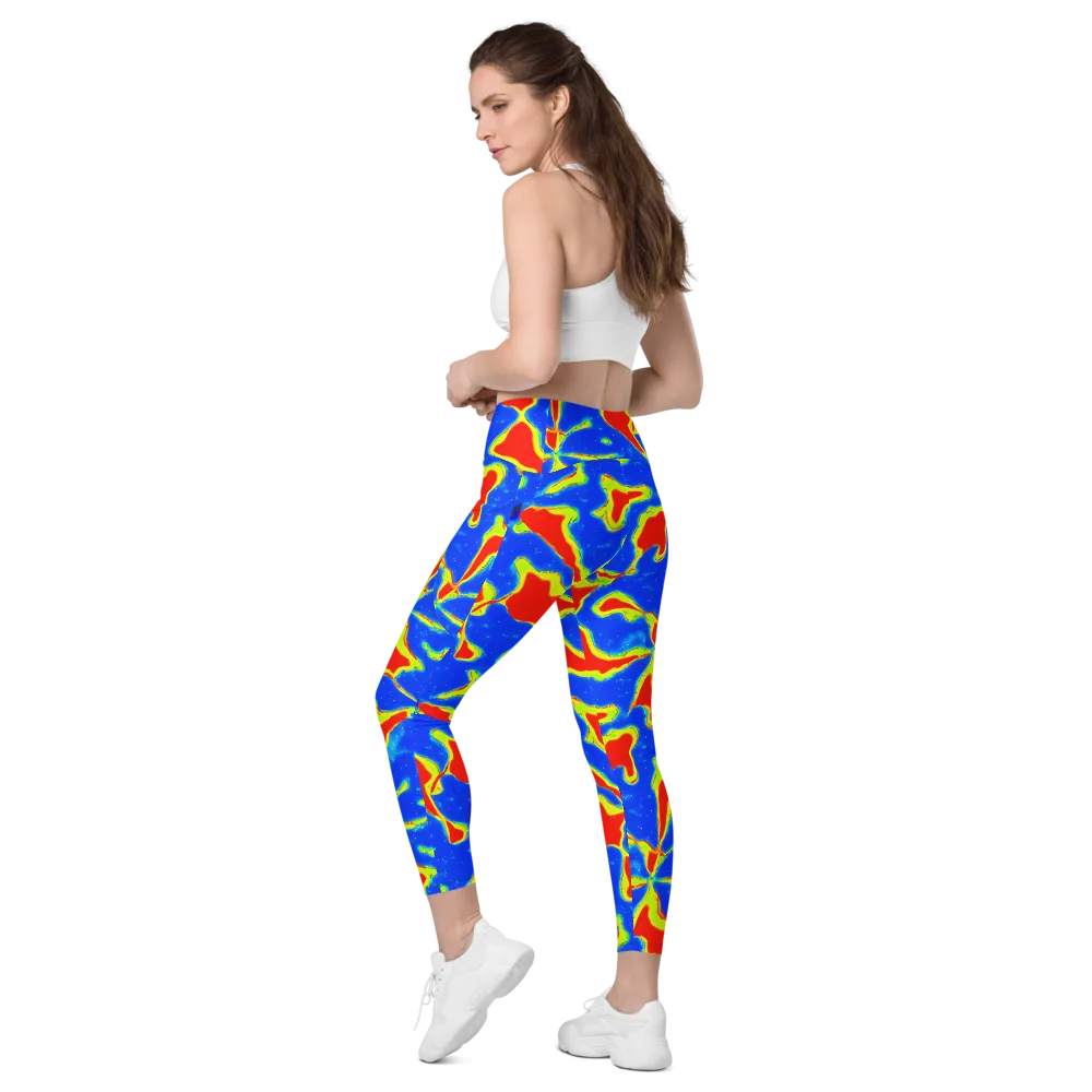 Heatwave Drift on Leggings with Pockets — Left Back