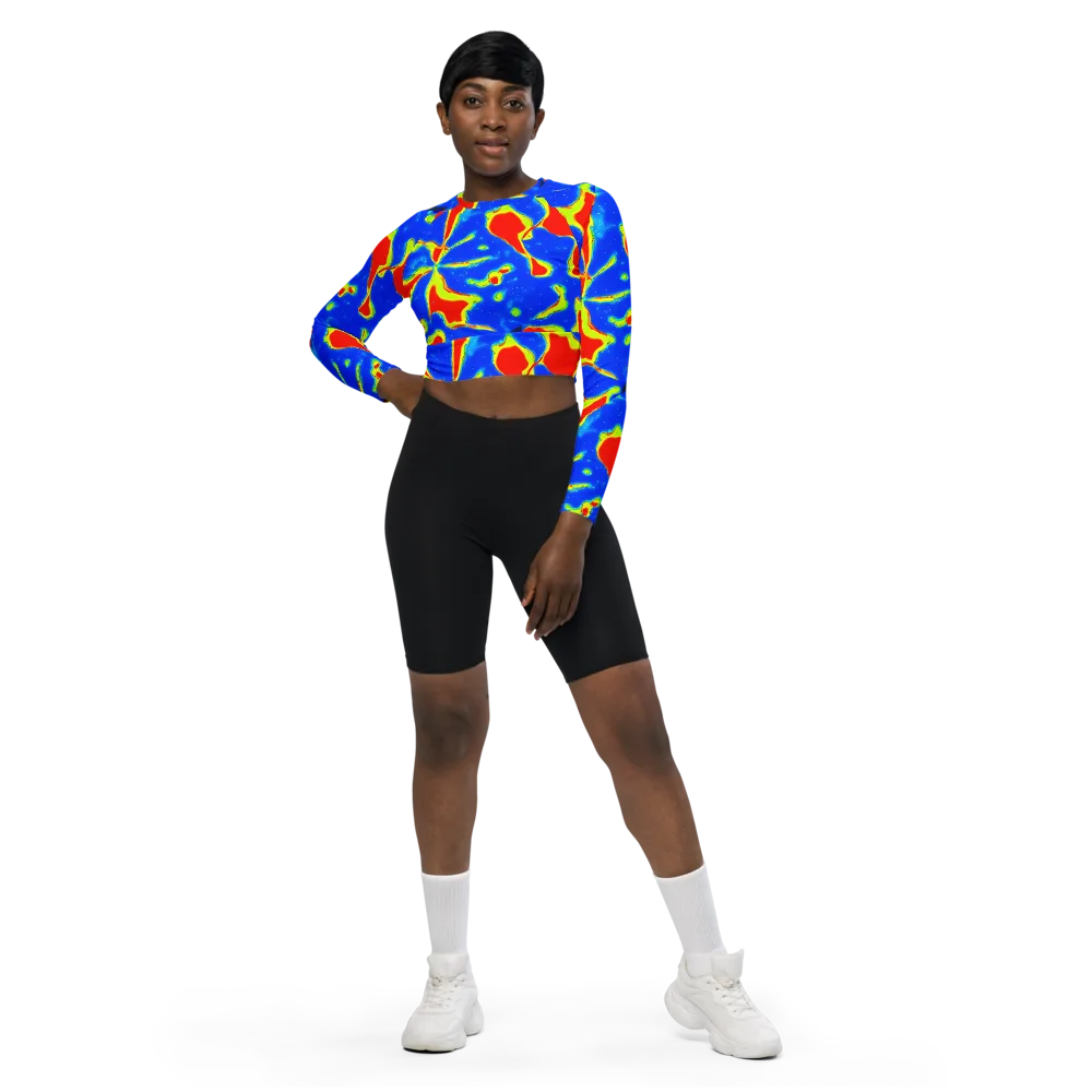 Heatwave Drift on Long Sleeve Crop Top — Front