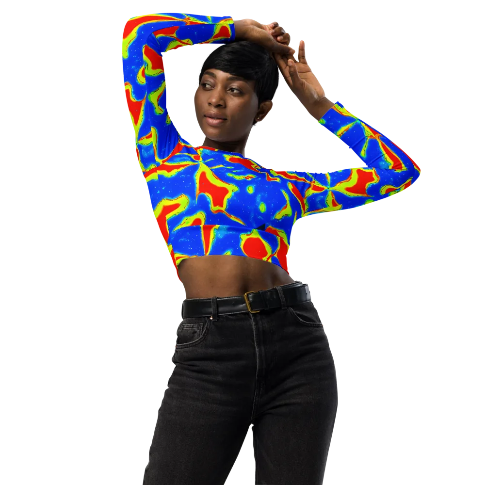 Heatwave Drift on Long Sleeve Crop Top — Front