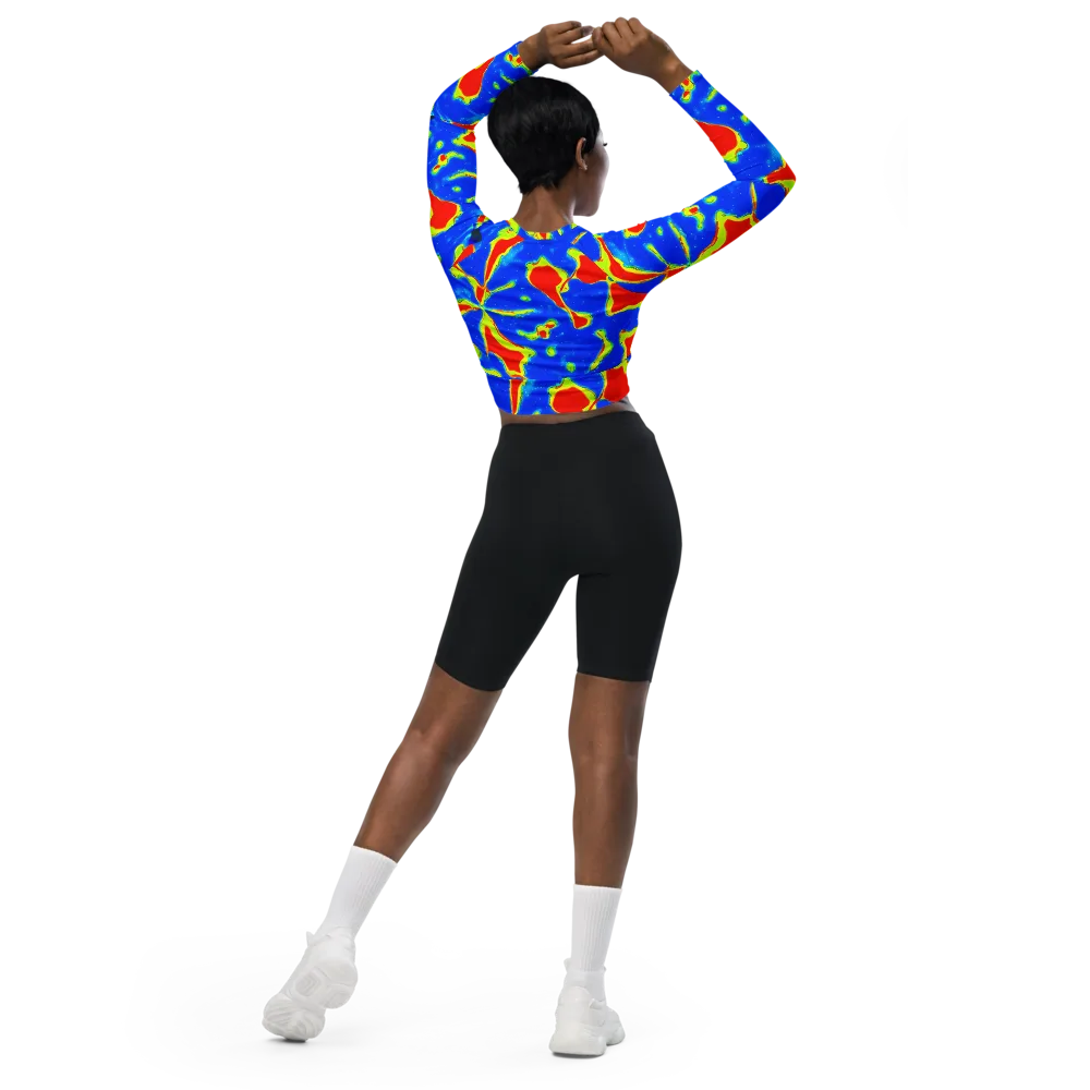 Heatwave Drift on Long Sleeve Crop Top — Back