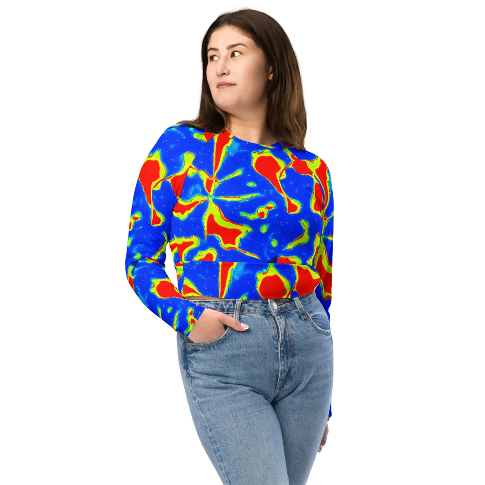 Heatwave Drift on Long Sleeve Crop Top — Front