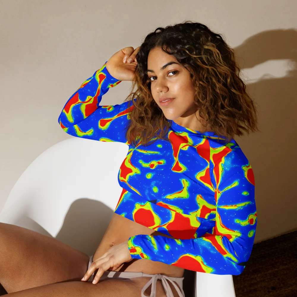 Heatwave Drift on Long Sleeve Crop Top — Left Front