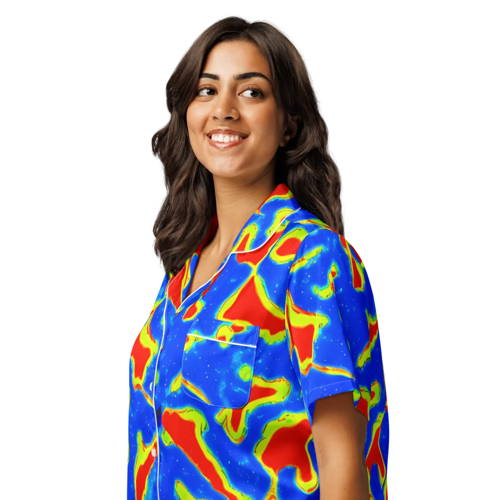 Heatwave Drift on Women's Short Sleeve Pajama Top — Left Front
