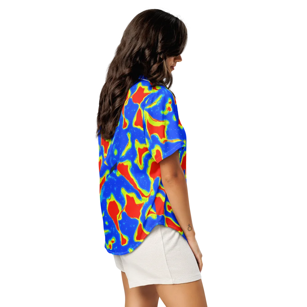 Heatwave Drift on Women's Short Sleeve Pajama Top — Right Back