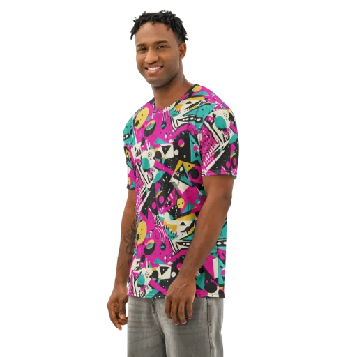 Neon Cutup on a Men's Cotton Crew Neck T-Shirt