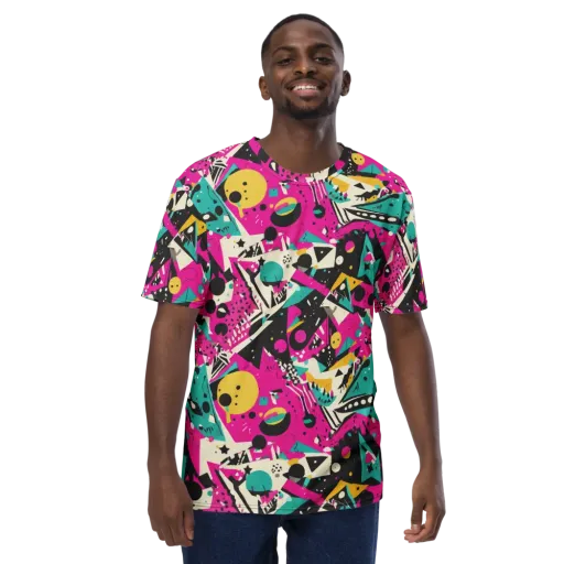 Neon Cutup on a Men's Crew Neck T-Shirt